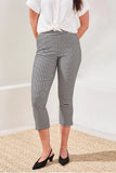 Gingham Bengaline Side Slit Capri Pants