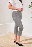 Gingham Bengaline Side Slit Capri Pants