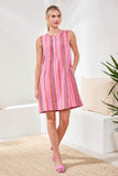 Linen Sleeveless A-Line Dress With Pintuck Detail