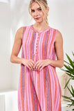 Linen Sleeveless A-Line Dress With Pintuck Detail