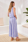 Sleeveless Linen Button‑Front Top with Elastic Waist Detail