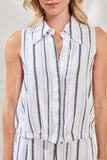 Soft Linen Button‑Front Elastic Hem Collared Top