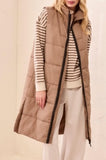 Long Zip-Front Quilted Vest