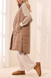Long Zip-Front Quilted Vest