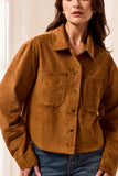 Snap Front Flowy Suede Shacket