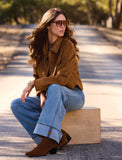 Snap Front Flowy Suede Shacket