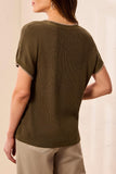 Cap Sleeve Crew Neckk Sweater W/Tiping