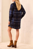 Knit Plaid Notch Collar Shacket