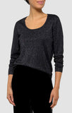 Wool Lurex Metallic Scoop Neck Long Sleeve Sweater