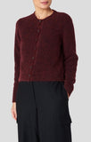 Mohair Plush Melange Crew Neck Cardigan