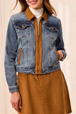 Zip Front Denim Jacket W/Suede