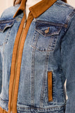 Zip Front Denim Jacket W/Suede
