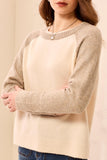 Long Sleeve Crew Neck Colorblock Sweater