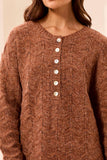 Henley Sweater w/ Scallop Hem