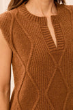 Split Crew Neck Sweater Vest
