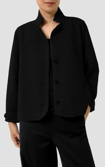 Textured Cotton Doubleknit Notch Collar Jacket