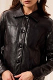 Lined Polyurethane Jacket w/ Covered Buttons