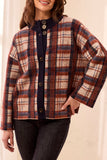 Mock Neck Sweater Cardigan Tartan
