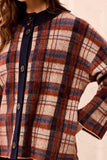Mock Neck Sweater Cardigan Tartan