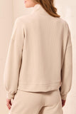 Long Sleeve Mock Neck Zip Cardigan W/Pockets