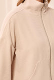 Long Sleeve Mock Neck Zip Cardigan W/Pockets