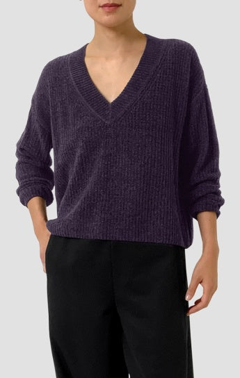 Chenille Blend V-Neck Sweater