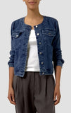 Cotton Stretch Denim Round Neck Jean Jacket