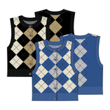 Argyle Sweater Vest w/ Button