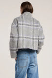 Brushed Plaid Crop Jacket