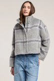 Brushed Plaid Crop Jacket