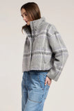 Brushed Plaid Crop Jacket