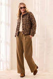Boucle Button Front Animal Print Jacket
