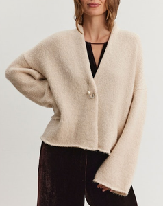 Brushed Knit Cardi w/Pin