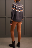 Intarsia Mock Neck Sweater