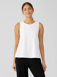 Stretch Jersey Knit Jewel Neck Tank